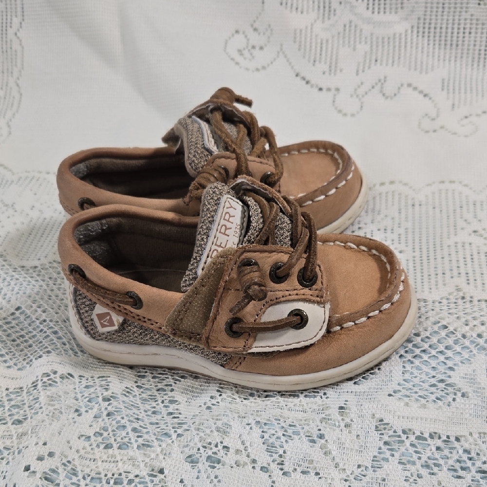 Sperry Brown Moccasins with Velcro Closure and Non-Slip Sole